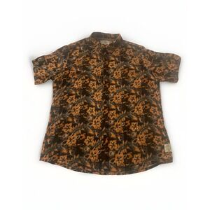 Margaritaville Shirt XL Black Orange Hawaiian Floral Button Up‎ Short Sleeve Men